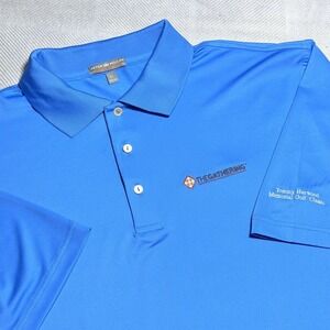Peter Millar Summer Comfort Blue Performance Golf Polo Shirt Sz XL The Gathering